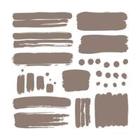 Collection of brown brush strokes, grunge and abstract shapes. vector