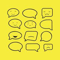 Collection of Speech Bubbles with Emojis on a Yellow Background vector