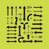 Collection of Black Arrow Icons on Yellow Background vector