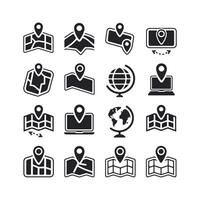 Set of map, location and navigation icons vector