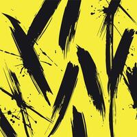 Abstract Grunge Brushstroke Pattern with Splatter on Yellow Background vector