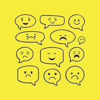 Speech Bubbles with Various Emotions on a Yellow Background vector