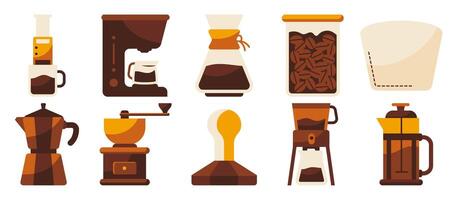 Diverse coffee brewing methods, artistic illustration for coffee enthusiasts vector