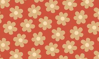 Seamless floral pattern in a flat style. Elegant decorative design with stylized beige flowers on red for fabric, wallpaper, wrapping paper, textiles, and digital backgrounds. vector