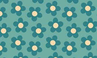 Seamless floral pattern in a flat style. Elegant decorative design with stylized blue flowers for fabric, wallpaper, wrapping paper, textiles, and digital backgrounds. vector