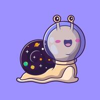 Cute Snail Astronaut with Space Shell Cartoon vector