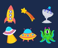 Cartoon Space Elements for Children Books and Designs with Space Theme vector