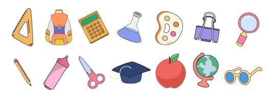 Cheerful doodle back to school elements on white background design vector