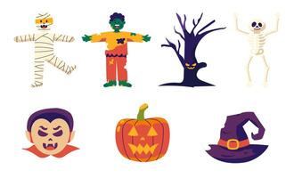 Spooky and Cheerful Halloween Icons for Decorations and Invitations vector