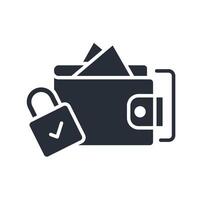 secured wallet icon flat vector