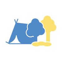 camping icons colours with background vector