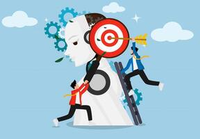 Business Targeting and AI Strategy Concept. Artificial Intelligence Integration in Business Targeting and Marketing Strategy for Consumer Positioning. vector