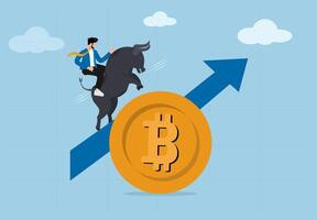 The Rise of Cryptocurrency. The Bullish Surge of Bitcoin in the Digital Market. vector