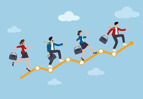 Business Teamwork and Career Growth Concept. Professional People Helping Each Other to Achieve Success with Growth Chart and Collaboration. vector
