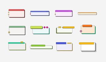 Retro UI Frame Text Box Element Set. vector