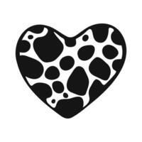 Trendy y2k heart icon with hand drawn blobs inside. Doodle love symbol isolated on background vector