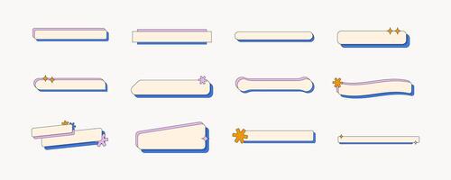Retro Long Frame Element Set. Text Box Aesthetic. vector