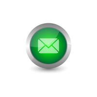 Contact us symbol and web button with email icon on colorful silver badge. Colorful round buttons with newsletter icon on white background. vector