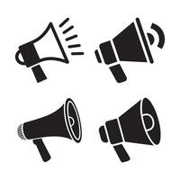 Set of Loudspeaker silhouette icon, Megaphone graphic icons set on white background. vector