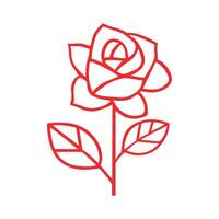 Red Rose outline icon design on white background. vector