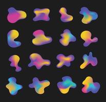 Fluid holographic abstract liquid gradient organic shapes graphic elements vector