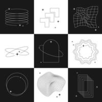 Retro futuristic set Modern object surreal geometric shapes design vector