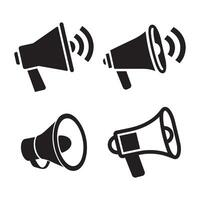 Set of Loudspeaker silhouette icons, Megaphone graphic design isolated on white background. vector