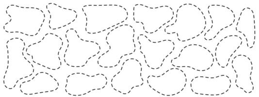 Decorative irregular outline dash blobs organic abstract shapes vector