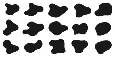 Fluid shape set liquid with black color for design vector