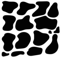 Set of black irregular blobs random liquid shapes design vector