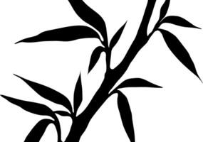 A minimalist depiction of a bamboo plant, showcasing its elegant form and intricate leaf structure with a simple, bold, and contrast-rich artistic presentation. Bamboo Ink Silhouette. vector
