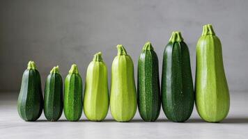 A bunch of fresh green zucchinis ready for cooking and healthy recipes. photo