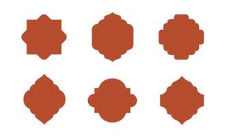 set of arabic mosque windows and pattern, label, logo template, figura, elegant arch. Islamic element isolated vector