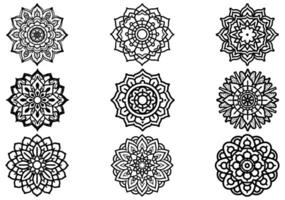 mandala design black line icon Intricate featuring floral patterns and circular shapes illustration. vector