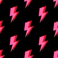 Modern fashionable seamless pattern with pink lightning bolts on a black background. Repeating print for fabric, wrapping paper, textile, wallpaper vector