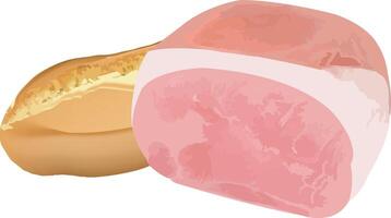 piece of cooked ham with loaf of bread vector
