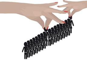 A hand reaching out to grab a person in a crowd vector