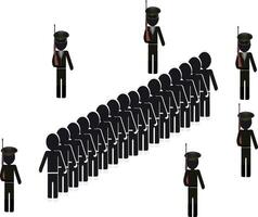 A group of people in uniform standing in a line vector