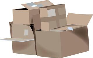 A pile of cardboard boxes on a white background vector
