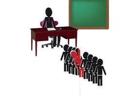 A cartoon man is standing in front of a classroom vector