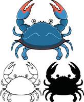 Crabs, Design Elements Detailed and Silhouette vector
