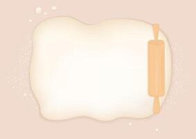 Bread dough and rolling pin background vector