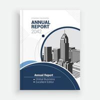 an annual report template with a cityscape vector
