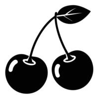 two cherries with leaves on a white background vector