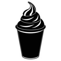 Ice cream cone, soft serve, silhouette, black and white vector