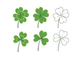 Green clover leaf set vector