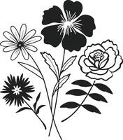 Flower and Leaf Doodle Clipart Set vector