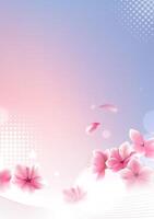 vertical background design pink peach blossoms and abstract elements vector