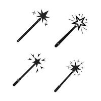 Magic wand Icons pack in outlined and flat versions vector