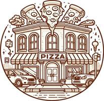 Pizza shop flyer line art design stock photos vector
